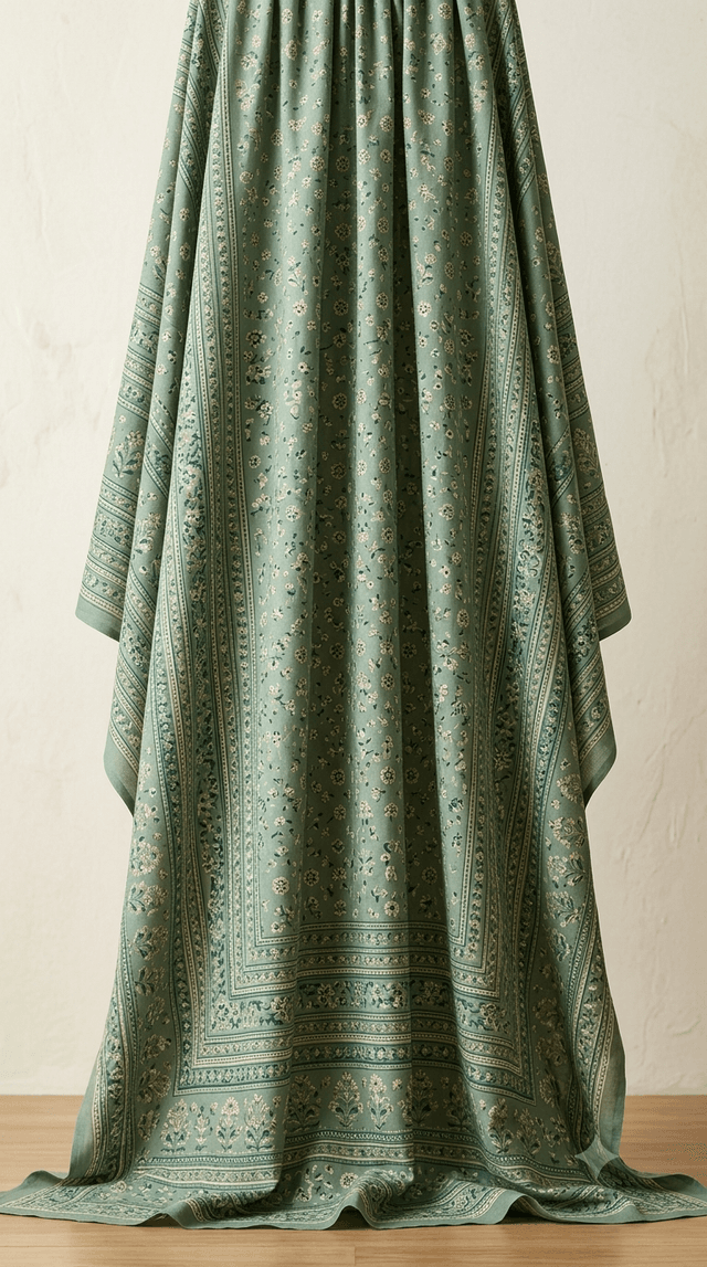 Folded cotton bedsheets with woven borders